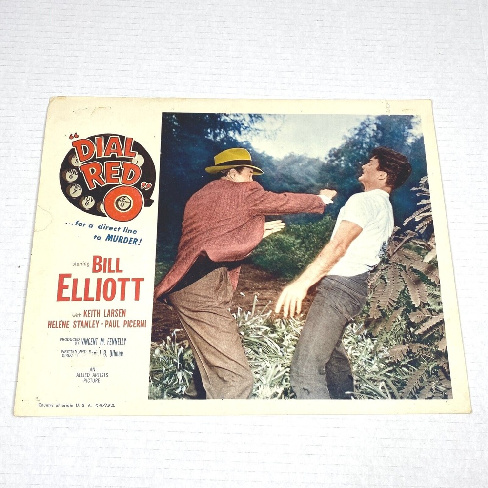 Dial Red O‎ 1955 Lobby Card Movie Poster Bill Elliot Helene Stanley Crime Noir